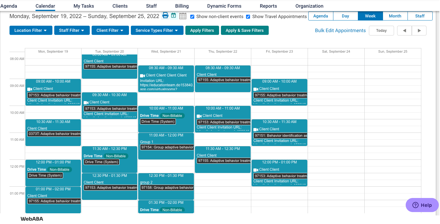 screenshot of Ensora ABA Suite